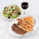 combination platter with double greek salad and red wine 150x150